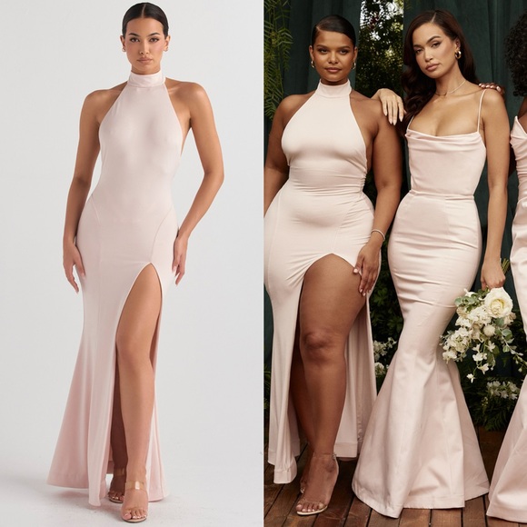 HOUSE OF CB 'Juliette' Blush Halter Maxi Gown - Picture 4 of 11